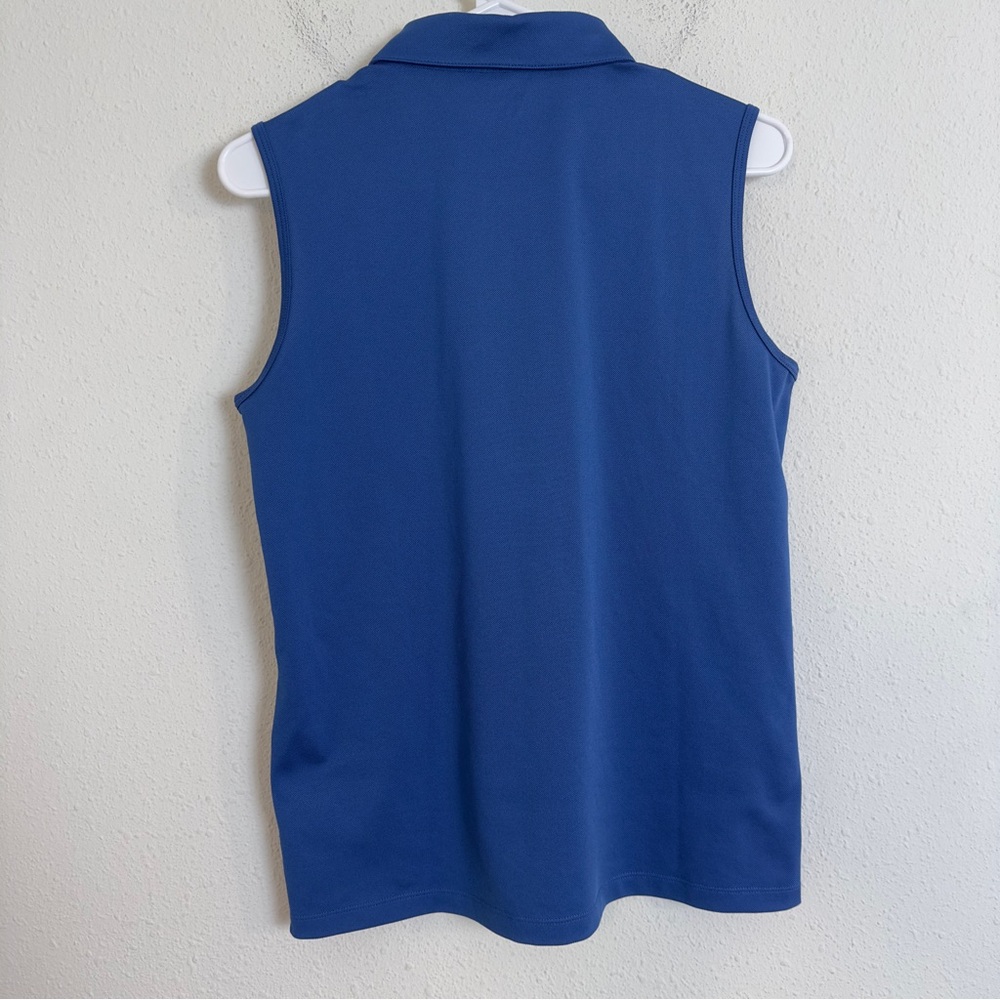 Tory Burch sport tech pique sleeveless ruffle golf tennis polo shirt - Picture 6 of 8